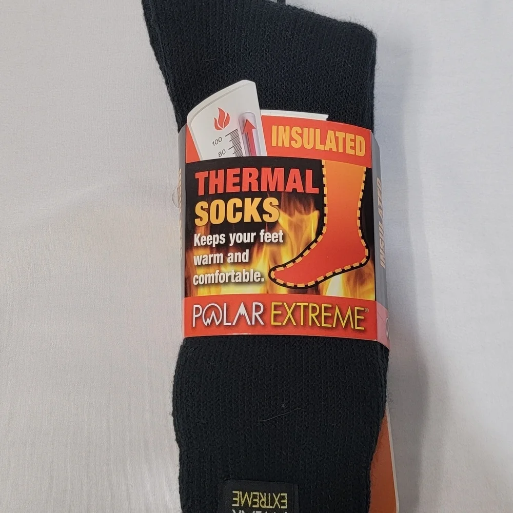 Polar Extreme Black Thermal Socks Mens Shoe Size 6-12